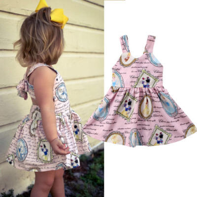 

Newborn Infant Girl Princess Party Snow White printed Casual Dresses Costume