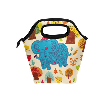 

Lunch Bag Tote Bag Tree Leaves Cap Elephant Travel Picnic Organizer Lunch Holder Handbags Lunch Bag Box