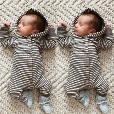 

Casual Newborn Baby Boy Girl Kids Romper Jumpsuit Hooded Bodysuit Clothes Outfit