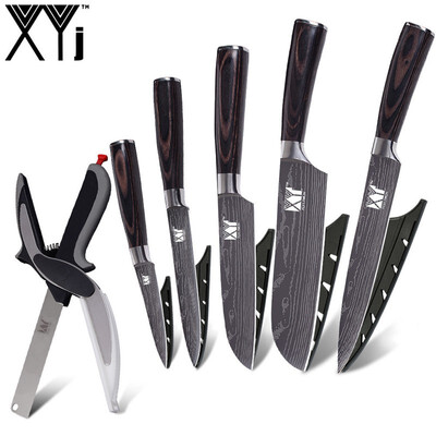 

XYj Stainless Steel Kitchen Knives Set Japanese Kitchen Knife 6 Piece Set Accessories Scissor