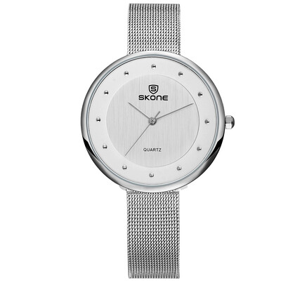 

SKONE 3ATM Water-resistant Wristwatch Fashion Casual Womens Watches Luxury Steel Mesh Band Ultra Thin Ladies Quartz Watch Relogio
