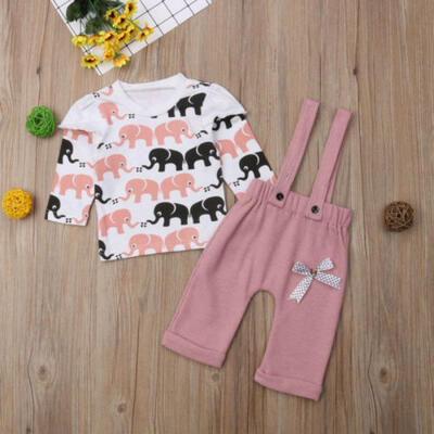 

AU Toddler Kids Baby Girl Cartoon T-Shirt Tops Suspender Pants Outfits Clothes
