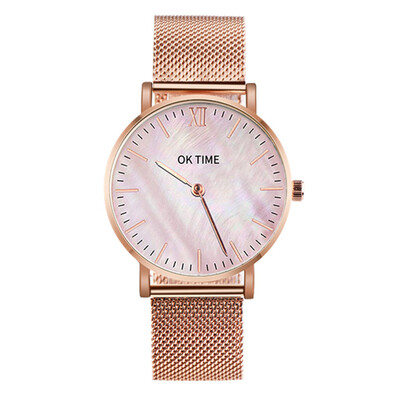 

Simple Slim Watch Analog Quartz Waterproof Stainless Steel Mesh Strap Band Thin Casual Elegant Wrist Watches for Women Rose Gold