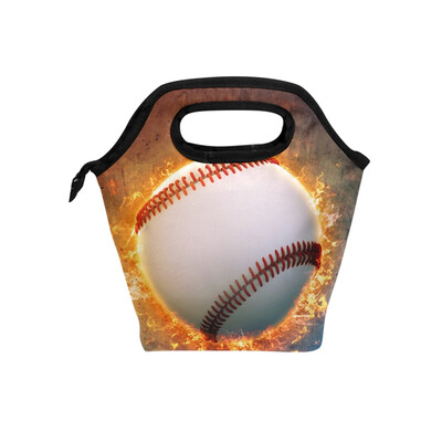 

Insulated Lunch Tote Bag Fire Ball Travel Picnic Lunch Handbags Portable Zipper Lunch Bag Box