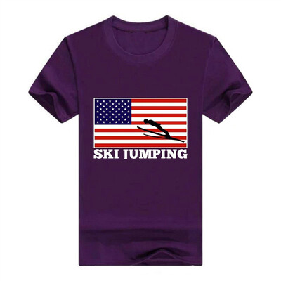 

American Pride Ski Jumping United States Flag Short Sleeve T-Shirt
