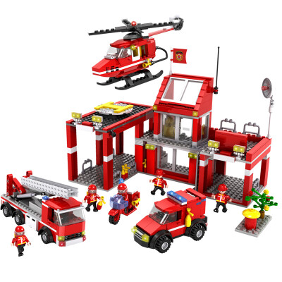 

COGO) Fire Brigade Building Block Fire Fire Fighting Police Brigade Model Stereo Pinyin Enlightenment Puzzle Assembled Toys Boy Child Gift Toy 13616