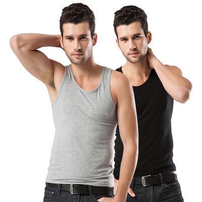 

Antarctic Men&39s Vest 2-piece Men&39s Thread Sports Cotton Vest Stretch Slim Men&39s T-Shirt Black 1 Gray 1