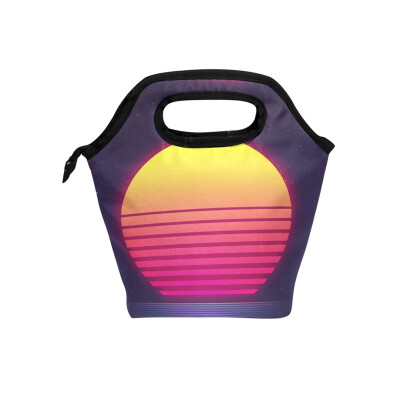 

Insulated Lunch Tote Bag Stripe Moon Travel Picnic Lunch Handbags Portable Zipper Lunch Bag Box