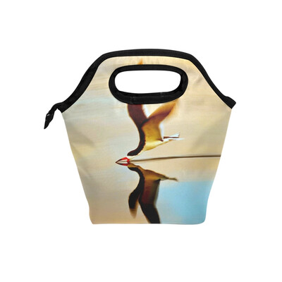 

Insulated Lunch Tote Bag Drink Water Bird Travel Picnic Lunch Handbags Portable Zipper Lunch Bag Box