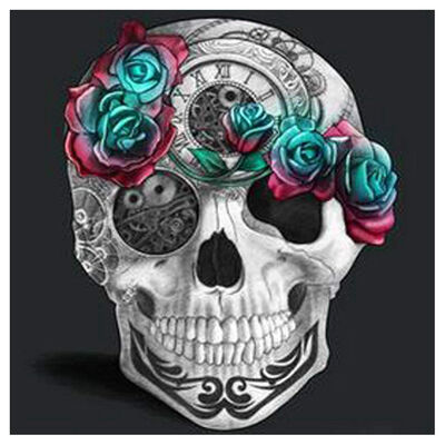 

UpperX Full Drill 5D DIY Diamond Painting"Skull&rose"Diamond Embroidery Cross Stitch Rhinestone Mosaic Painting