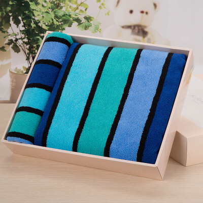

Gold cotton towel towel each gift box set GA1111 cross-woven color thick blue boxed 2 sets of gift bag