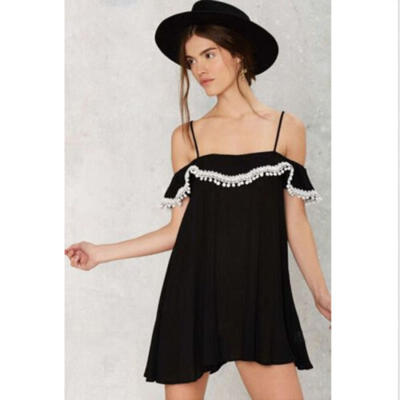 

Summer Womens Sleeveless Casual Party Evening Cocktail Girls Off Shoulder Dress