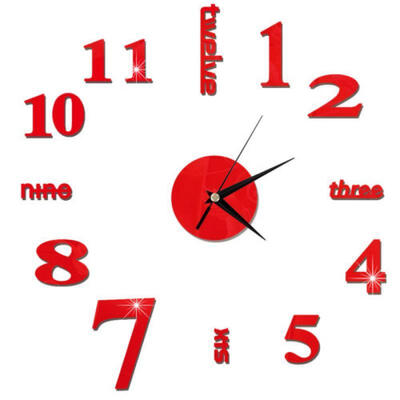 

DIY Analog 3D Mirror Surface Large Number Wall Clock Sticker Modern Home Decor