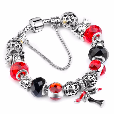 

Pandora Style 2018 Snowflake Charm Bracelet For Women DIY Crystal Beads fit Bracelets & Bangles Jewelry Christmas Gift
