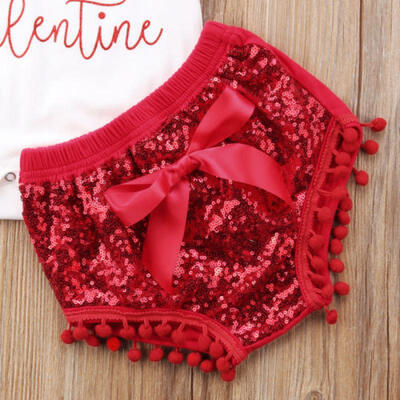 

Cute Newborn Baby Girls Tops Romper Bowkont Shorts Sequins Outfits Set Clothes