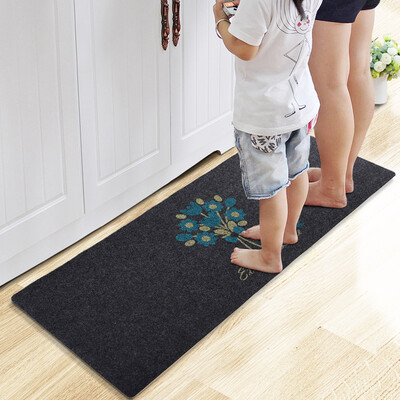 

Fu FOOJO kitchen washable non-slip mat door mat 45 120cm black&blue flowers