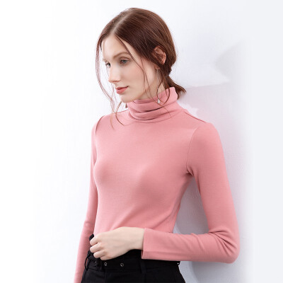 

Canvaus Thick Long Sleeve Shirt Women Autumn Winter Turtleneck Pullover T-shirt Solid Casual Slim Bottoming Shirt FS367A