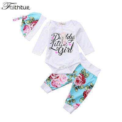 

UK 3pcs Newborn Baby Boy Girl Romper Tops Pants Leggings Outfits Set Clothes