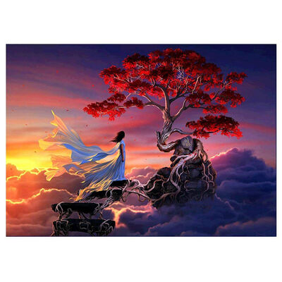 

UpperX DIY 5D Diamond Painting by Number KitRhinestone Embroidery Cross Stitch Arts Craft Canvas Wall Decor Lady&Tree