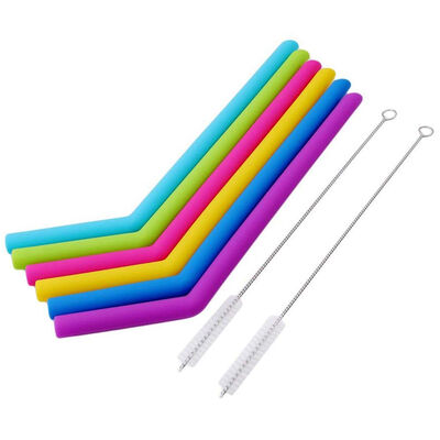 

UpperX 6pcsset Reusable Silicone Straws For Birthday Wedding Parties BBQ With 2 Brush
