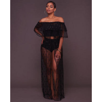 

Women Off Shouler star Bathing Suit Bikini Swimwear Cover Ups Long Beach Dress