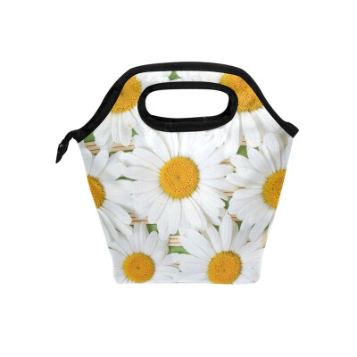 

White Daisy Lunch Bag Tote Bag Travel Picnic Organizer Lunch Holder Handbags Lunch Bag Box