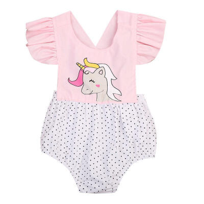 

Infant Baby Girls Floral Unicorn Romper Bodysuit Jumpsuit Outfits Summer Set UK