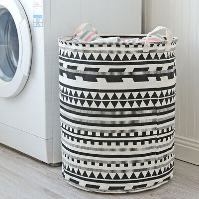 

NeillieN Storage BucketFoldable Cotton Linen Storage Bucket Washing Clothes Laundry Storage Basket storage binsStriped bins