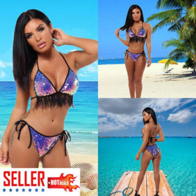 

Padded Bra Bikini Set Swimsuit Women Bandage Push-up Triangle Swimwear Bathing