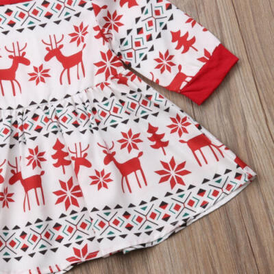 

Children Kids Baby Girl Christmas Deer Fly Sleeve Party Dress 2PCS Clothes 6M-5Y