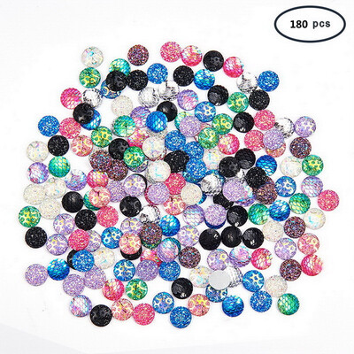 

PH PANDAHALL 1Box Colorful Flat Round Resin Cabochons for DIY Craft Making