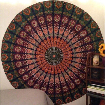 

Round Mandala Tapestry Indian Wall Hanging Beach Throw Towel Yoga Mat zeng