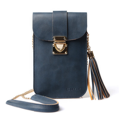 

Cell Phone Bag LKZAIY PU Leather Small Cross body Bag with Detachable Chain Shoulder Strap Clear Purse Wallet for Women