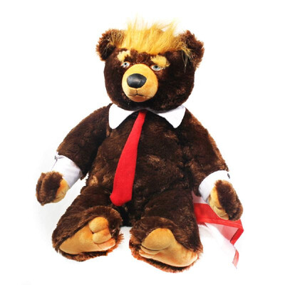 

President Donald Trump Bear Plush Toys Dolls With US Flag Blanket Kids Friends Gift Collection