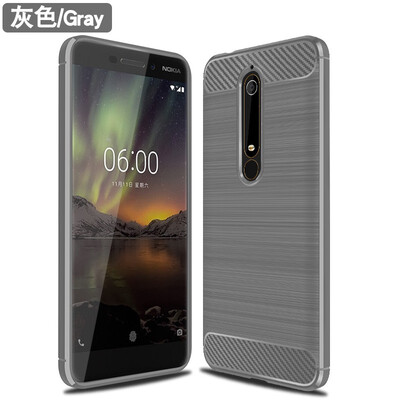 

Fivice Nokia 6 2018 case Brushed carbon fiber silicone anti-fall soft shell phone case