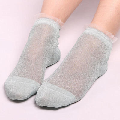 

Women Cute Ultrathin Transparent Beautiful Crystal Silk Lace Elastic Short Socks