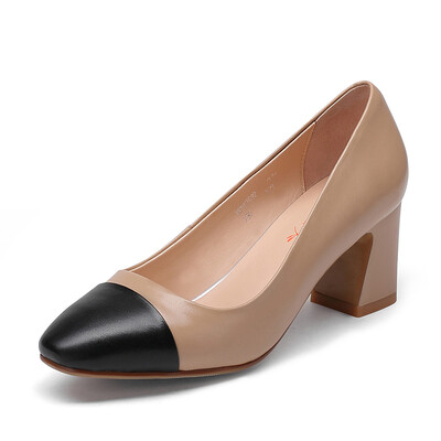 

Red dragonfly RED DRAGONFLY single shoes mixed color thick with shallow mouth high heels WFB67692 beige 38 yards