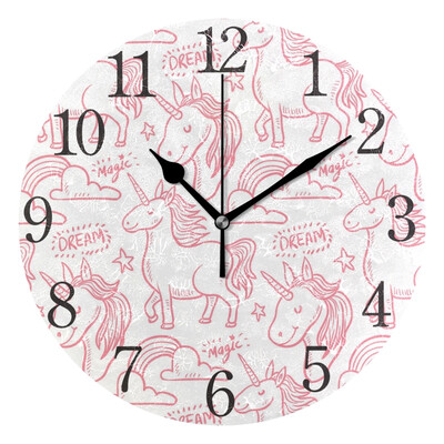

Wall Clock Dream Unicorn Round Wall Clock Arabic Numerals Design
