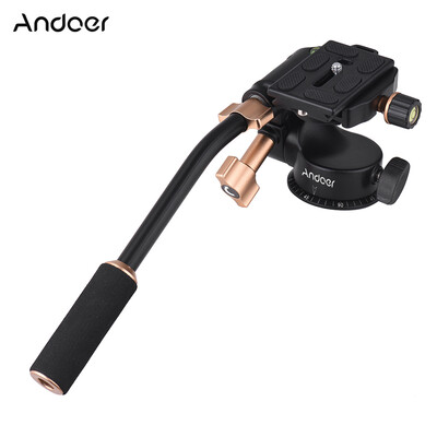 

Andoer Q08S Aluminum Alloy 3-Way Damping Video Head Tripod Head with Pan Bar Handle Support 360° Panoramic Shooting 14" Screw Mou