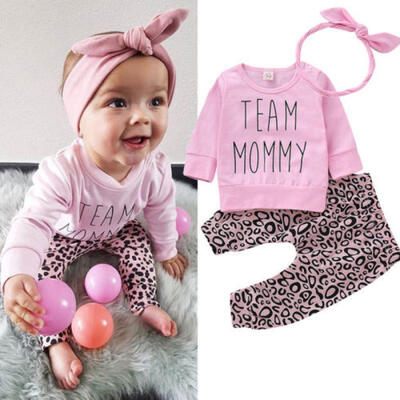 

3pcs Newborn Toddler Infant Kid Baby Gial Clothes T-shirt TopsPants Outfits Set