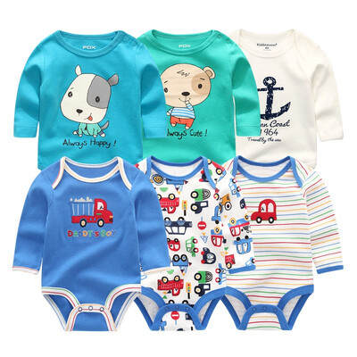 

6PCS Long Sleeve Babywear Bodysuits Baby Girls Clothes Rompers One-Pieces Baby Boys Clothes Newborn Girls Clothing Sets Cotton