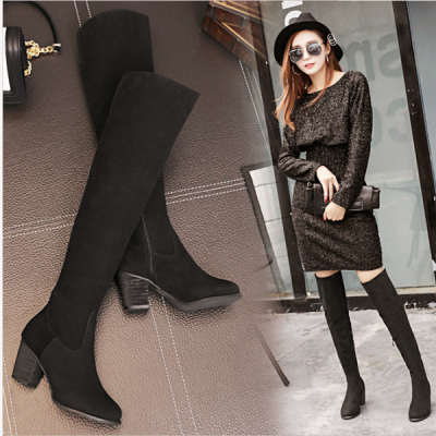 

2018 autumn&winter new style wild high-heeled thick with over the knee boots suede fashion womens boots