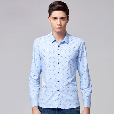 

DANCING WOLVES shirt 2016 autumn and winter new printed cotton shirt 569305717 light sky blue 180 / 96A
