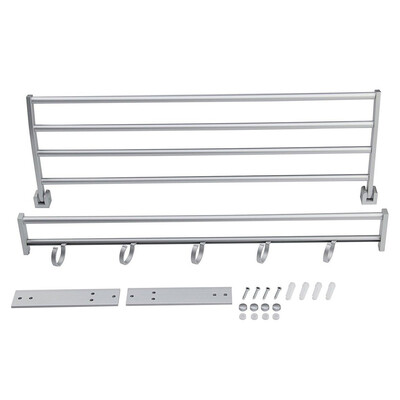 

UpperX Modern Double Wall Mounted Bathroom Bath Towel Rails Holder Storage Rack Shelf