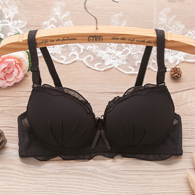 

LAXJOY Langyue 2018 Lace Girl Bra No Steel Circle Student Girl Underwear Sexy Small Breasts Gathered Bra Sweet Pure Color Small Fresh LNWX189404 Black x2 3475