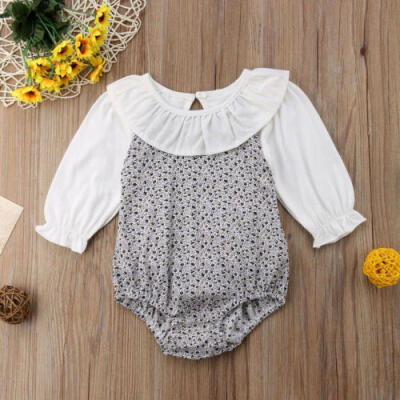 

AU Newborn Baby Girl Cotton Long Sleeve Ruffel Floral Romper Jumpsuit Clothes