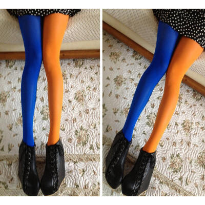 

US SELL Women Patchwork Footed Tights Stretchy Pantyhose Stockings Elastic Socks