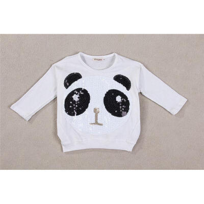 

USA Kids Baby Girls Panda Bat Sleeve TopsStripe Pants 2Pcs Sets Outfits 2-7Y yu