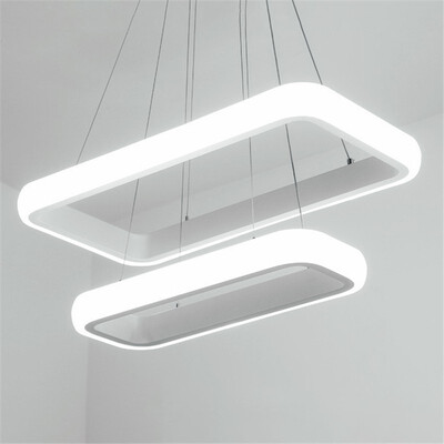 

Baycheer HL487483 Round Corners&Linear Frame Led Chandelier Multi Tier Rectangular White Light LED Chandelier in White
