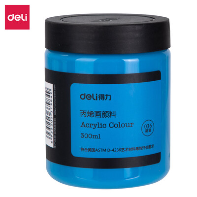 

Deli deli 300ml art painting acrylic paint hand-painted wall painting acrylic paint large bottle outdoor painted textile pigment 73875 lake blue